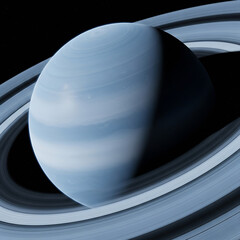 Icy Blue Giant: Stunning 4K Image of a Ringed Exoplanet or Uranus/Neptune