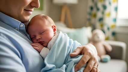 Parent holding newborn baby indoors showing love and bonding
