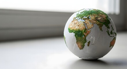 An intricate globe model representing global warming awareness and environmental challenges, a crucial sustainability concept for our future world