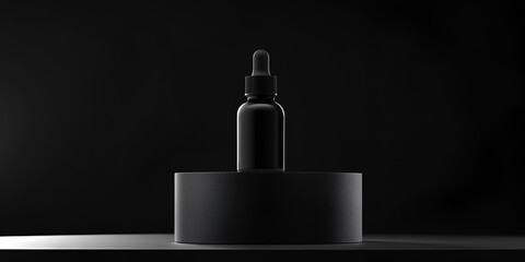 Face Serum Dropper Bottle on Smooth Stone Surface