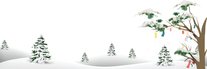 Festive Winter Scene Pixelated Night with Illuminated Evergreen and Falling Snow transparent background