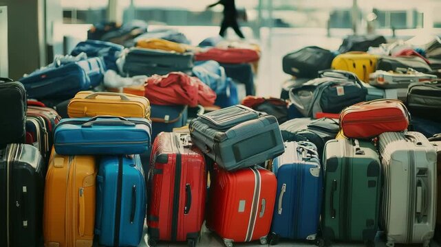 Lost and Found A Mountain of Luggage at the Airport Terminal.