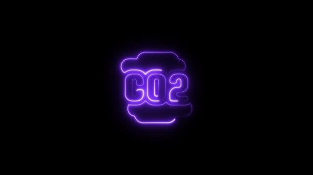 Purple Neon C O2 Symbol with Clouds carbon dioxide