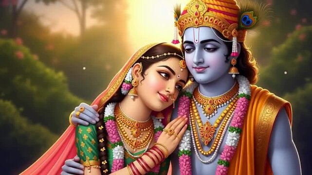 Radha Krishna Eternal Love and Devotion | Digital Illustration Loop