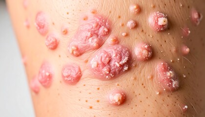 Fototapeta premium Skin lesions, reddish bumps, skin condition