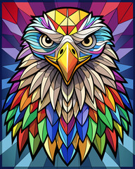 Fototapeta premium Eagle real, Stained Glass Style , rainbow color