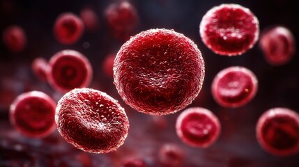 Red blood cells in vibrant detail showcasing their unique shapes and structures in a dynamic environment