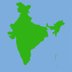 India Map - Green World Map International vector template with High detailed isolated on blue background - Vector