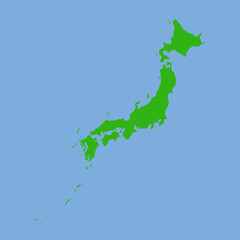 Japan Map - Green World Map International vector template with High detailed isolated on blue background - Vector