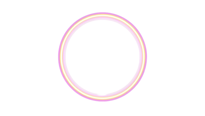 Neon light circle PNG isolated, glowing pink and yellow ring, perfect for frames, profile highlights, cyberpunk, party graphics.
