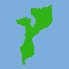 Mozambique Map - Green World Map International vector template with High detailed isolated on blue background - Vector