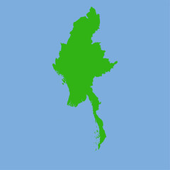 Myanmar Map - Green World Map International vector template with High detailed isolated on blue background - Vector