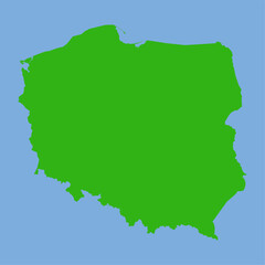 Poland Map - Green World Map International vector template with High detailed isolated on blue background - Vector