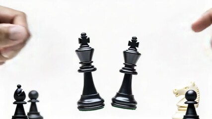Video Two hands holding black and white chess pieces