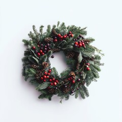 christmas wreath on white background