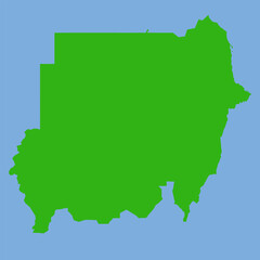 Sudan Map - Green World Map International vector template with High detailed isolated on blue background - Vector