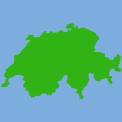 Switzerland Map - Green World Map International vector template with High detailed isolated on blue background - Vector