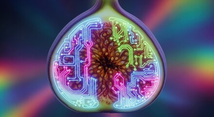 Fig Circuit: A digital circuit superimposed on the cross-section of a fig