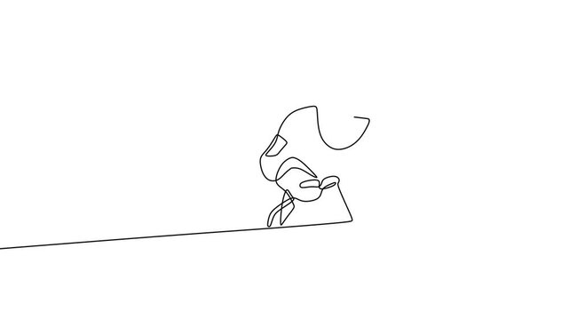 Continuous line vector art of a welder in action during the welding process