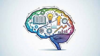 Conceptual diagram representing knowledge expansion through strategic educational tools and data analysis