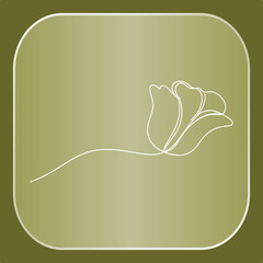 Simple flower line art drawing on green