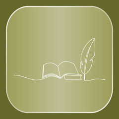 Book and feather drawing icon