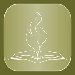 Drawn Book with Flame Graphic