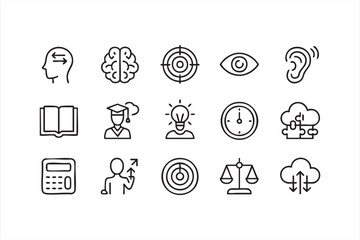 Learning process and problem-solving vector icons for e-learning platforms