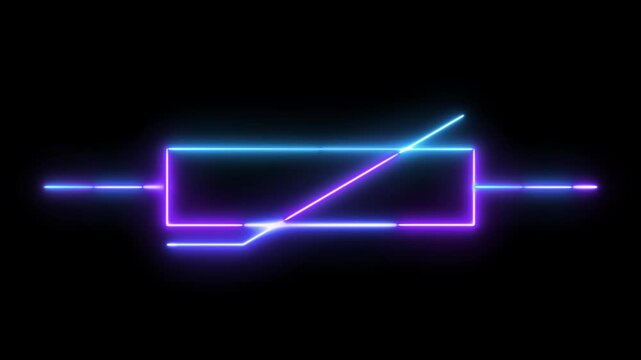 Neon Thermistor Symbol Glow Animation, Colorful Temperature-Sensitive Resistor Icon with Bright Multicolor Neon Light Effect for Electronics Schematics, Engineering Tutorials, and Futuristic Tech UI