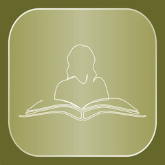 Clean Minimalist Lineart Icon Depicting a Person Reading a Book, Symbolizing Education, Knowledge, and Lifelong Learning Concepts