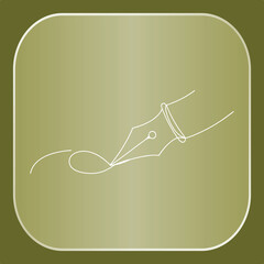 Elegant Fountain Pen Icon Depicting a Smooth Writing Signature, a Versatile Vector Symbol for Creative Digital Design Projects