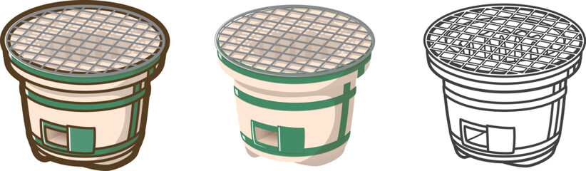 七輪（網あり）