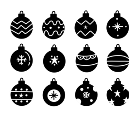set of Christmas Ball silhouette icons