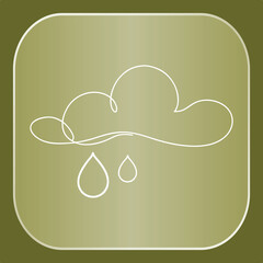 Minimalist Line Art Weather Cloud Icon with Rain Droplets for Modern Digital Design and Forecast Graphics