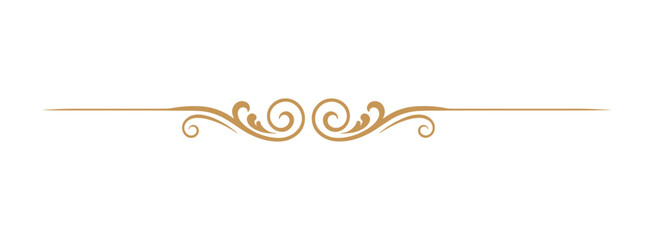 Golden Swirl Decorative Divider Line Vector illustration