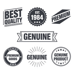 Fototapeta premium Illustration of best quality premium and genuine labels and stamps in black and white