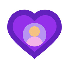 Fototapeta premium Purple heart icon with person avatar in the center