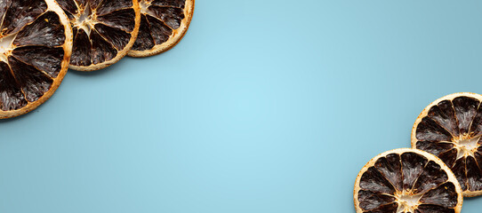 Dried grapefruit border on turquoise wellness banner