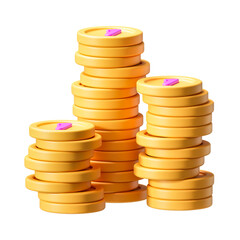 3D Stacked Yellow Coins Illustration for Wealth and Savings