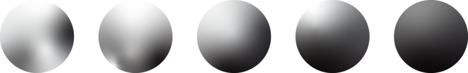 Set of vector realistic spheres and balls on a white background. Gray sphere