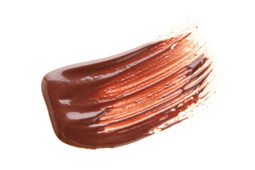 Smear of tasty chocolate isolated on white background, closeup