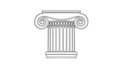 Naklejka premium Outline drawing of an ionic column capital, featuring volutes and fluting, isolated on white background