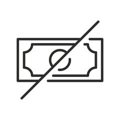 no money icon, no need to pay, free, thin line symbol on white background, editable stroke vector illustration eps 10