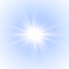 Obraz premium Blue neon star radiates soft light with sparkling edges. Tiny glitter sparks float around the glowing shape. Ideal for digital decorations. PNG