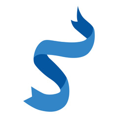 Cute S-curve blue ribbon icon, perfect for flow, motion, or illustrating smooth, elegant, and organic decorative design elements.