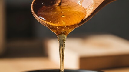 Honey Drip on Wooden Spoon