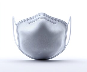 Protective Face Covering: A close-up of a light gray face mask designed for personal safety & health.