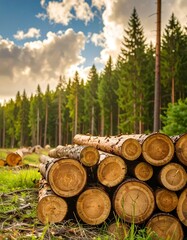 Stacked logs in a forest (5)