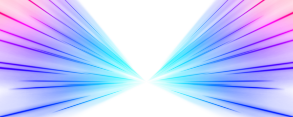 Glowing neon lines stretch forward like pulsing energy beams. Dark background highlights vibrant motion. Ideal for cyber or futuristic design projects. PNG