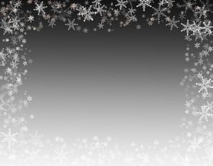 Snowflake Frame on Black Gradient Background